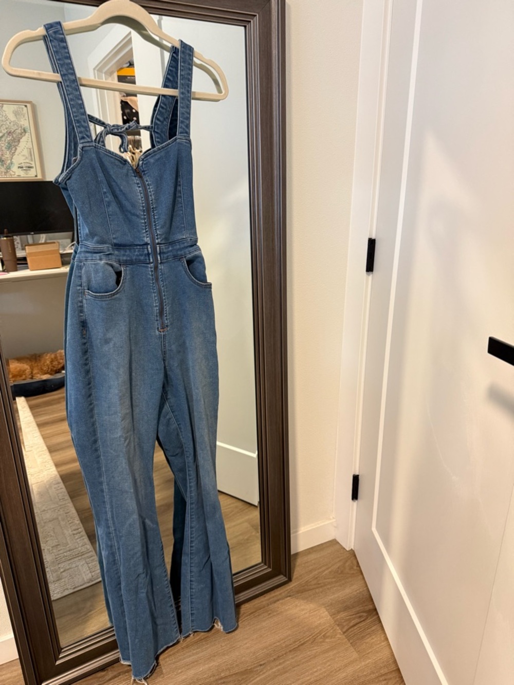 Free People Blue Denim Zip-Front Women's Overalls